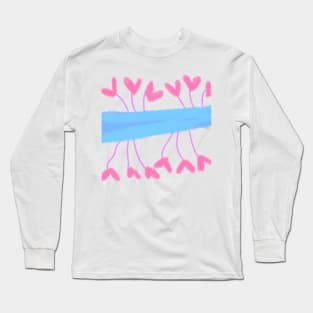 Pink blue watercolor abstract art Long Sleeve T-Shirt